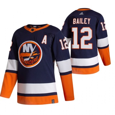 New York New York Islanders #12 Josh Bailey Navy Blue Men's Adidas 2020-21 Reverse Retro Alternate NHL Jersey